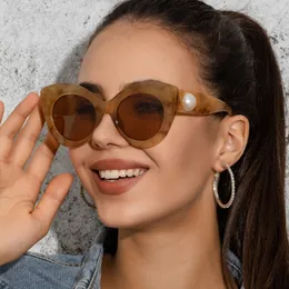 Fashion designer women sunglasses shades Pearl decorated cat eye sun glasses eyeglasses on trend styles flair to any outfit for driving flight beach eye wear