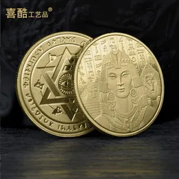 Konst och hantverk Ancient Cleopatra Commemorative Coin Pyramid Faraoes Curse Gold and Silver Coins