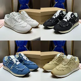 Nya 574 sneakers Womens Designer Shoes Mius Platform Shoe Canvas Denim Sneaker Colonial Beige Royal Blue White Luxury Women Casual Trainers Storlek 35-40