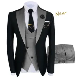 남자의 양복 블레이저스 도착 Terno Masculino Slim Fit Ball과 Groom for Men Boutique Fashion Weddetket Jacket Vest Pants 230407