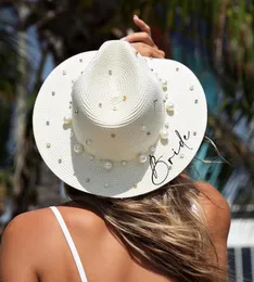 Szerokie brzeg kapelusze wiadra panna młoda Pearls niestandardowy kapelusz słoneczny z nazwą kowbojska Bachelorette Nazwa Pearl Hatss 230408