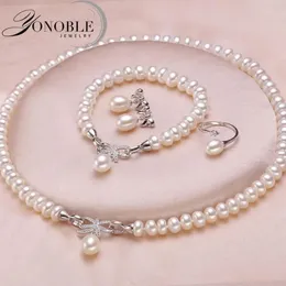 Set di gioielli da sposa Set di gioielli da sposa set di gioielli da sposa bianchi per donne Gioielli in argento sterling 925 con perle naturali regalo di compleanno di fidanzamento moglie 231108