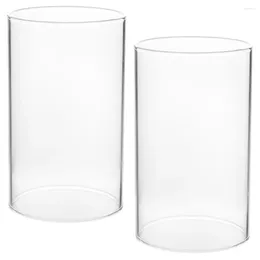 Ljushållare 2st glas täcker ljusstaken rörskugga öppen låga cylinder