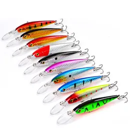 Przynęty Przynęty 10pcs Minnow Crank Bait Wobbler Używany do łowienia przynęty BATCESSOSICET Drag Swimming Bait sztuczna przynęta Hard 3D Eye Fishing Rod 230407