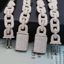 Pass Diamond Tester 925 Sterling Silver Setting 15mm Iced Out Moissanite Hip Hop Cuban Link Chain Colar Miami