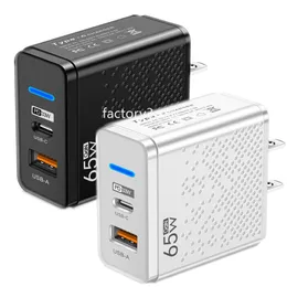 GAN 65W المنافذ المزدوجة PD USB C Charger Charger QC3.0 48W 33W 12W USB Power Adapters for iPhone 12 13 14 15 Samsung HTC LG F1