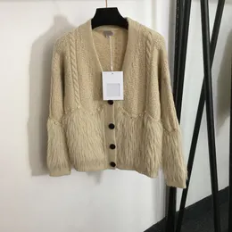 V-Ausschnitt Wollpullover Mädchen Weicher Kaschmirpullover Mantel 2 Farben Strickjacke Mantel Party Luxus Persönlichkeit Pullover