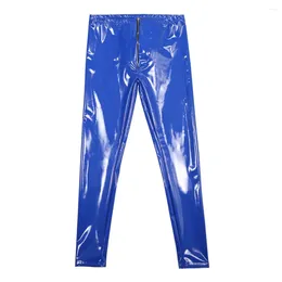 Pantaloni da uomo Pantaloni da uomo in finta pelle PU elastica alta Pantaloni da motociclista Pantaloni a matita attillati Leggings casual a vita bassa