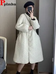 Women's Down Parkas Oversized Lightweight Long Down Dress Coat Korean Slim Down Jackets Argyle Plaid Casacos Para Baixo Warm White Jaqueta Puffer 231108