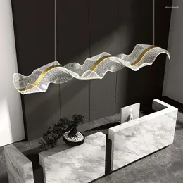 Lustres Nordic Design Criativo Long Wave LED Luzes Pingente Restaurante Bar Lâmpada Sala de Jantar Decoração de Casa Candelabro Pendurado Luminária