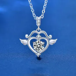 Anhänger Halsketten Klassische 925 Sterling Silber Amors Pfeil Liebe Moissanite Halskette Für Frauen Schmuck Vergoldet Weißgold Herz GiftPenda