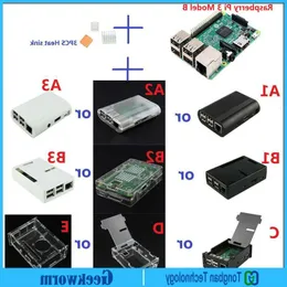 Freeshipping Original Raspberry Pi 3 Model B 1GB BCM2837 64-bit Quad-Core 12 GHz with WiFi & Bluetooth ABS Case 3 pcs Heatsinks Kits Bqtol