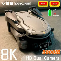 Drohnen Neue V88 5G GPS Drohne Professionelle 8K HD Luftbildkamera Hindernisvermeidung Intelligente Hover Bürstenlosen Quadcopter Q231108