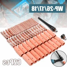 62pcs/lot high quanlity Nozzle TIG Welding Torch NONE Ceramic Copper Pyrex Cup for Machine WP-26/17/18 Kit Mxvdc