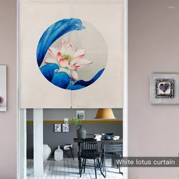 Curtain Chinese Elegant Landscape Lotus Door Linen Tapestry Floral Noren For Study Home Decor Bedroom Kitchen