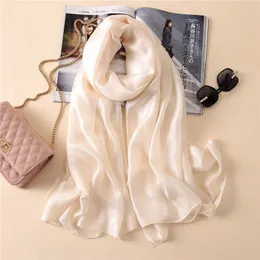 Scarves Luxury Brand Women Fashion Scarf Plain Solid Silk Linen Shawls Summer Lady Bandanas Pashmina Foulard Hijab 18090Cm 230407