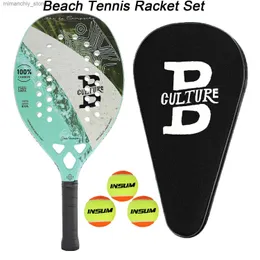 Теннисные ракетки INSUM Racket Ракетка для пляжного тенниса Падель Лопата Полное углеродное волокно Поверхность с песчаной отделкой Дополнительный набор ракеток с чехлом Q231109