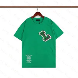 Camiseta de grife para homem, roupa feminina, manga curta, camisetas luxuosas, algodão puro, design de letras flocadas, branco, preto, verde S-2XL, camisetas de marca de verão