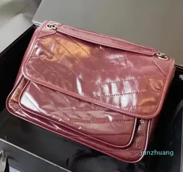 Damen Designer Shoulder2 r Taschen Niki Cover Chain Bag Waxy Leather Messenger Purse Zwei Größen 22cm 28cm Unisex Klassische Handtasche