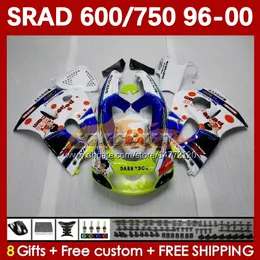 Body Kit For SUZUKI SRAD GSXR 750 600 CC GSXR600 GSXR750 1996-2000 168No.34 GSX-R750 GSXR-600 1996 1997 1998 1999 2000 600CC 750CC 96 97 98 99 00 MOTO Fairing Pepephone