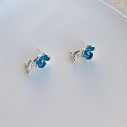 Orecchini pendenti U-Magico squisito orecchino di fiore smaltato blu per le donne Ins Style Little Bird Accessori di gioielli in metallo
