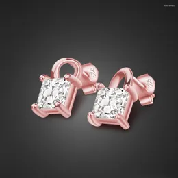 Stud Earrings 925 Sterling Silver Jewelry Wedding Elegance Solid Zirconia Rose Gold For Women Gift