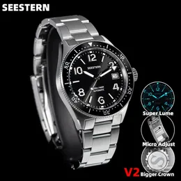 Relógios de pulso Seestern Diver Homens Relógio Automático Relógios Mecânicos NH35 Movimento Cerâmica Bezel 20Bar À Prova D 'Água Sapphire Luminou S434 V2 231107