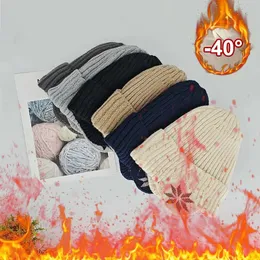 Caps Hats Winter Men Ear Protection Knitted Hat Velvet Lining Male Earmuffs Cap Soft Wool Ski Riding Bonnet Plush Warm Skullies Beanies 231108