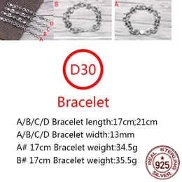 D30 S925 Sterling Silver Armband Cross Flower Six Star Fashion Simple Network Red Personality Par Punk Handsome Hip Hop Jewelry Gift for Lover