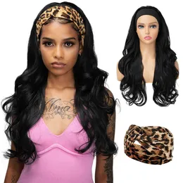 Spitze-Perücken, schwarze Perücke, weibliches Haarband, Haarschal-Perücke, große gewellte lange lockige Haare, synthetische Faser, halbe Kopfbedeckung, Perücken