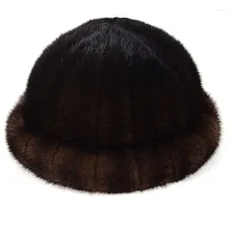 Basker 2023 Autumn Winter Super Warm Show Show Women äkta Rex White Russian Style Cap Lady Luxur Hat Hair Lovely