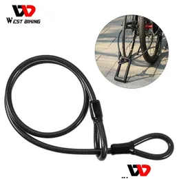 Theft Protection Bike Locks West Biking 1.2M Bicycle Security Steel Anti-Theft Motorcycle Mtb Road Lock Rope Cycling Accessories Dro Dhpm3