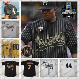 Özel NCAA Vanderbilt Commodores Beyzbol Jersey Swanson 8 Isaiah Thomas 16 Martin 22 Jack Leiter 51 Bradfield Jr 80 Rocker ED