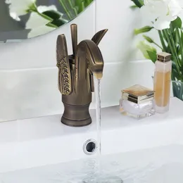 Bathroom Sink Faucets High End Swan Water Antique Brass Kitchen Basin Mixer Tap Single Handle Faucet