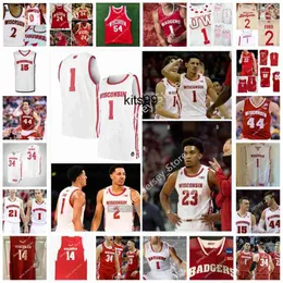 NCAA Custom UW Basketball Ed College Jersey Sam Dekker Frank Kaminsky Ab Nicholas Ethan Happ Aligho Tucker D'Mitrik Trice Brad Davison