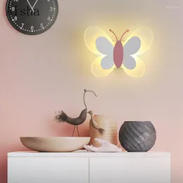 Wall Lamps Nordic Butterfly Lamp Cartoon Children's Room Decoration Sconces Creative Cute Simple LED Acrylic Indoor
