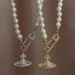 Жемчужное ожерелье, дизайнерский дизайн, булавка Сатурн, кулон из бисера, женские бриллиантовые ожерелья, медь, 18-каратное позолоченное ювелирное ожерелье, жемчуг2
