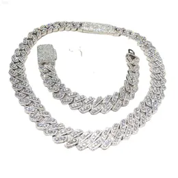 Necklaces Stainless Steel White Cuban Link Chain 925 Sterling Silver Full Size Bracelet Brass Hip Hop Styl