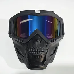 Cykelmössor maskerar motorcykel ansiktsmask skalle öppen ansiktshjälm mask anti-uv dammhjältar glasögon vintage mask män balaclava vinter skid ansikte sköld 231108