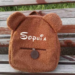 Backpacks Personalised Name Cute Plush Bear Shoulder Bag Teddy Bear Kids Backpack Small Cute Animal Soft Plush Mini Backpack Cartoon BagL231108