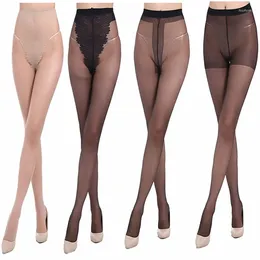 Kvinnors strumpor 2st höga midja elastiska tights sexiga andningsbara siden nylon strumpbyxor damer sommar tårbeständiga smala sömlösa strumpor