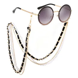 Eyeglasses chains WHO CUTIE White Pearl Sunglasses Chain Women Lanyard with Strap Eye Glasses Accessories for lady only chain no glasses 230408