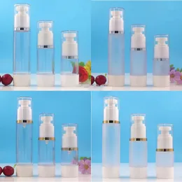 100 teile/los 15 ml 30 ml 50 ml Weiße Airless Flasche Kosmetische Lotion Creme Pumpe Kleine Reise Hautpflege Creme Behälter