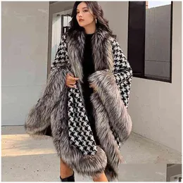 FURE FUR FURA FUA FAUX SIER Winter Women Shawl Pulorstooth Cape in Stock Cloaks Jacket na wieczorną imprezę x1106 Downot dostawa appre dhnmi