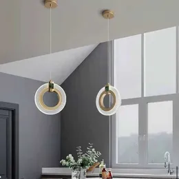 Lamps Fumi LED Modern Gold Lights Minimalist Hanging Pendant Lighting Fixture for Bedroom Kitchen Island Dining Room Entrywa AA230407