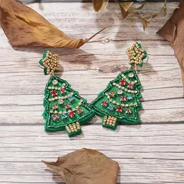 Dangle Earrings 2023 Design Of Holiday Christmas Tree Handmade Seed Bead Stock For Women Jewelry