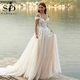 Party Dresses Sodigne Beach Wedding Dress Sweetheart Lace Appliques Off Axla Corset Princess Bridal Dress Wedding Clow Custom Made 0408H23