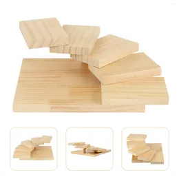 Servis uppsättningar sushi platta trä bordsartiklar runda serverande tallrik bambu roterande bricka som brickar av trä middag tallrikar