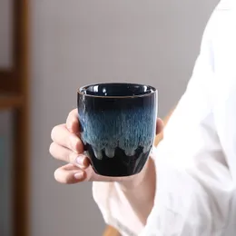 Xícaras picadas de tamanho grande xícara de xícara de xícara de porcelana azul de xícara de chá 170ml