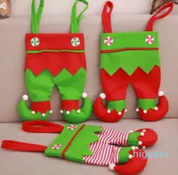 2023 Elf Pants Stocking Christmas Decorations Ornament Xmas Fabric Candy Bag Festival Party Accessory Best Gifts Colors